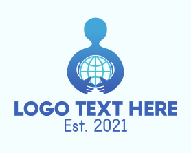 Health Center - Blue Man Globe logo design