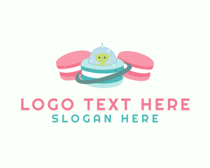 Space - Alien Macaron Pastry logo design