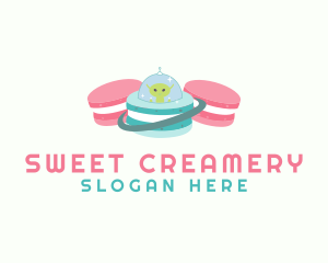 Alien Macaron Pastry logo design