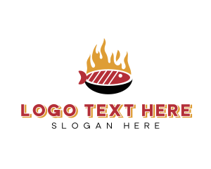 Seafood - Flame Grill Fish Seafood logo design