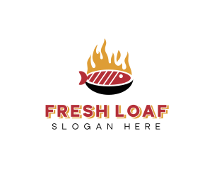 Flame Grill Fish Seafood Logo