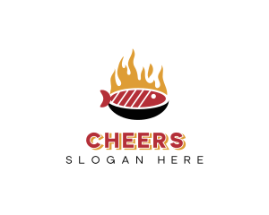 Flame Grill Fish Seafood Logo