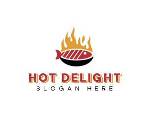 Flame Grill Fish Seafood logo design