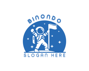 Astronaut Moon Flag Logo