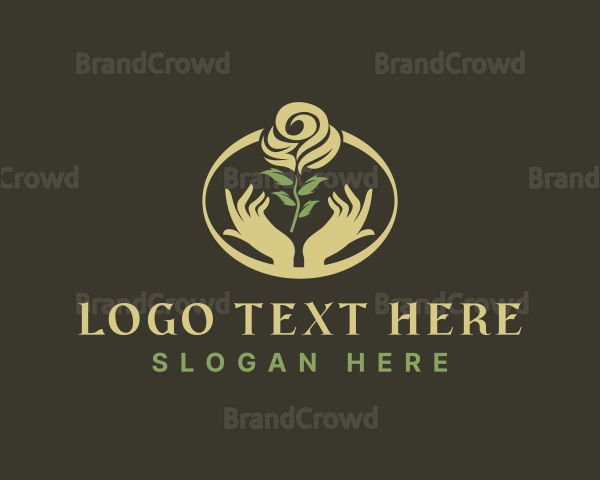 Eco Flower Rose Hand Logo