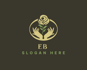 Eco Flower Rose Hand Logo