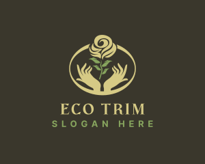 Eco Flower Rose Hand logo design