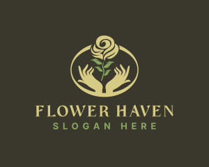 Eco Flower Rose Hand logo design