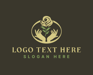 Eco Flower Rose Hand Logo