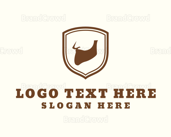 Hipster Beard Shield Logo