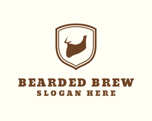 Hipster Beard Shield logo design