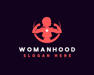 Muscular - Strong Fitness Woman logo design