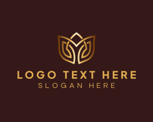 Golden - Healing Lotus Flower logo design