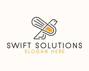 Swift - Monoline Flying Robin logo design