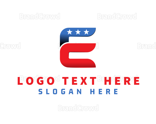 Stars and Stripes Letter E Logo