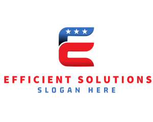 Stars and Stripes Letter E logo design