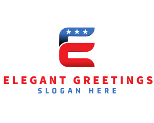 Stars and Stripes Letter E logo design