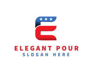 Stars and Stripes Letter E logo design