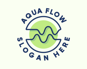 Flow - Abstract Wave Flow Badge logo design