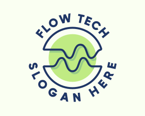 Flow - Abstract Wave Flow Badge logo design