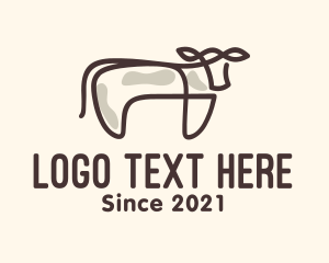 Farm - Cow Farm Monoline logo design
