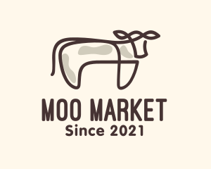 Cow Farm Monoline logo design