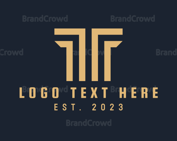 Symmetrical Column Letter T Logo