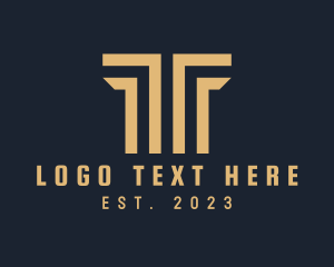 Doric - Symmetrical Column Letter T logo design