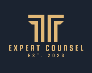 Counsel - Symmetrical Column Letter T logo design