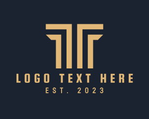 Gavel - Symmetrical Column Letter T logo design
