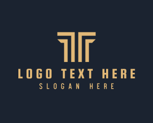 Architect - Symmetrical Column Letter T logo design