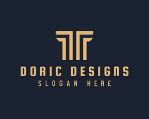 Doric - Symmetrical Column Letter T logo design