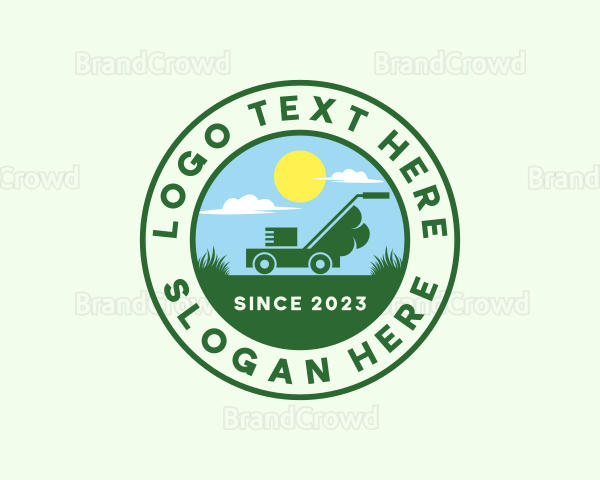 Farm Grass Lawn Mower Logo