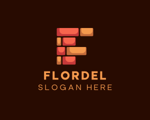 Construction Company Bricks Letter F logo design