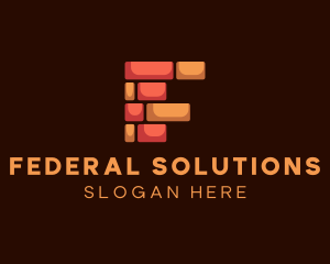 Construction Company Bricks Letter F logo design