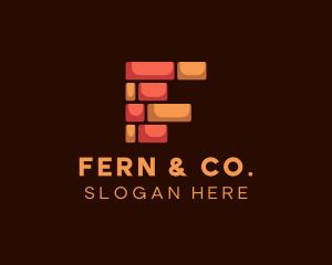 Construction Company Bricks Letter F logo design