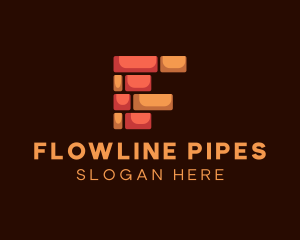 Construction Company Bricks Letter F logo design