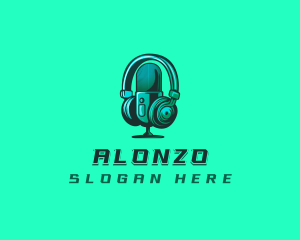 Headphone Microphone Recording logo design