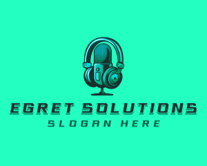 Headphone Microphone Recording logo design