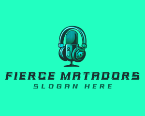 Headphone Microphone Recording logo design