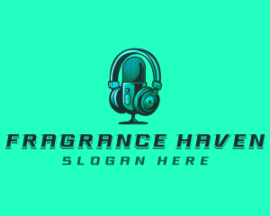 Headphone Microphone Recording logo design