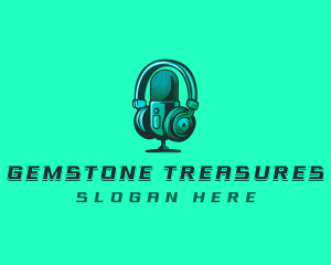 Headphone Microphone Recording logo design