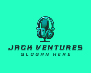 Headphone Microphone Recording logo design