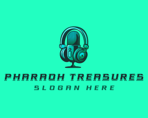 Headphone Microphone Recording logo design