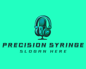 Headphone Microphone Recording logo design