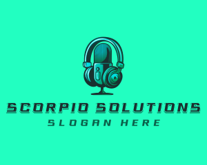 Headphone Microphone Recording logo design