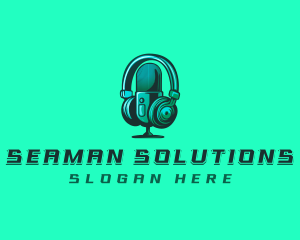 Headphone Microphone Recording logo design