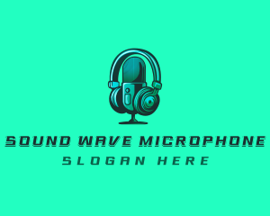 Headphone Microphone Recording logo design