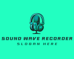 Headphone Microphone Recording logo design