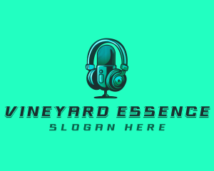 Headphone Microphone Recording logo design